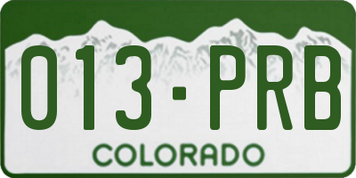 CO license plate 013PRB