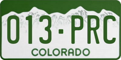 CO license plate 013PRC