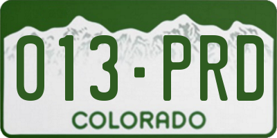 CO license plate 013PRD