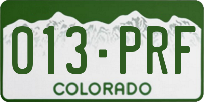 CO license plate 013PRF