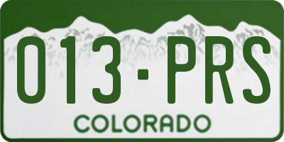 CO license plate 013PRS