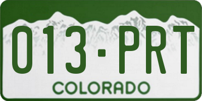 CO license plate 013PRT