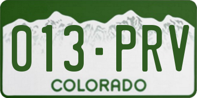 CO license plate 013PRV