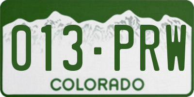 CO license plate 013PRW