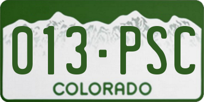CO license plate 013PSC