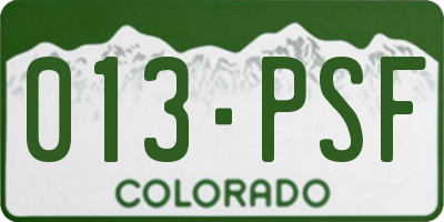 CO license plate 013PSF