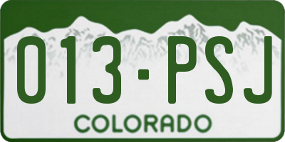 CO license plate 013PSJ