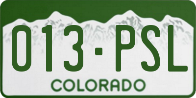 CO license plate 013PSL