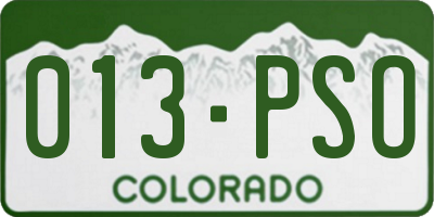 CO license plate 013PSO