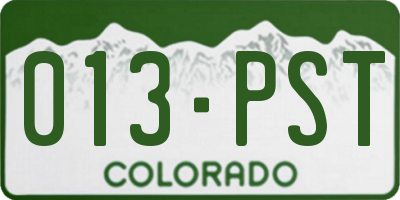 CO license plate 013PST