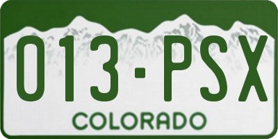 CO license plate 013PSX