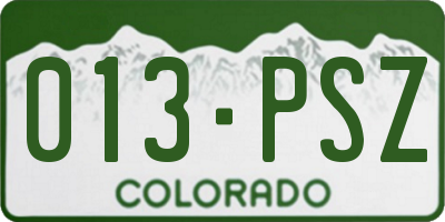 CO license plate 013PSZ
