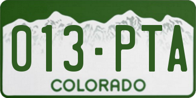 CO license plate 013PTA