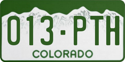 CO license plate 013PTH