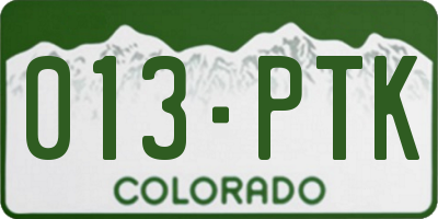 CO license plate 013PTK