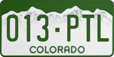 CO license plate 013PTL