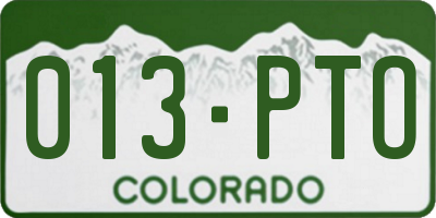 CO license plate 013PTO