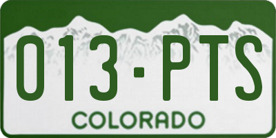 CO license plate 013PTS