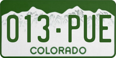 CO license plate 013PUE