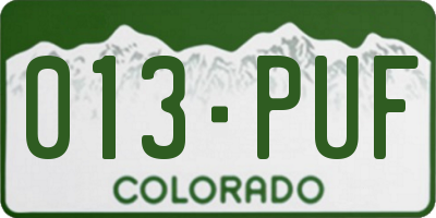 CO license plate 013PUF