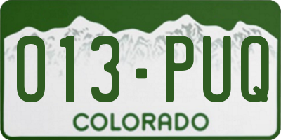 CO license plate 013PUQ