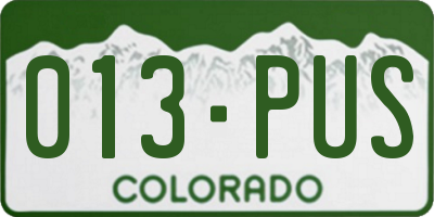 CO license plate 013PUS