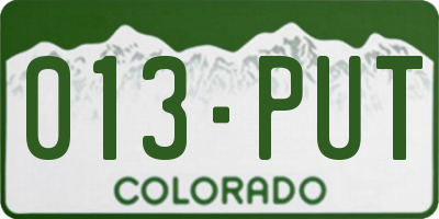 CO license plate 013PUT