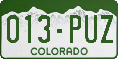 CO license plate 013PUZ