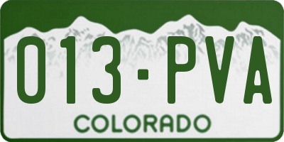 CO license plate 013PVA