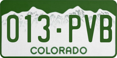 CO license plate 013PVB