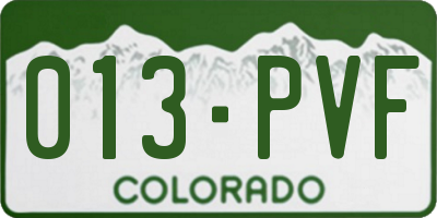 CO license plate 013PVF