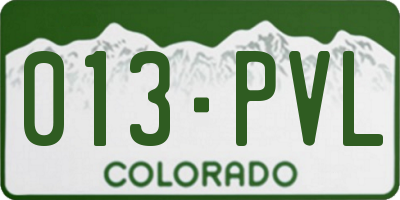 CO license plate 013PVL