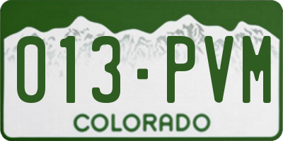 CO license plate 013PVM