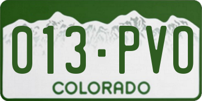 CO license plate 013PVO