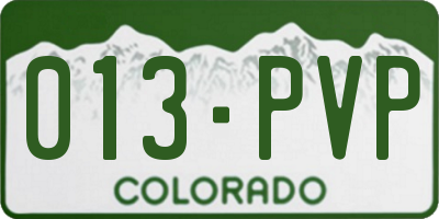 CO license plate 013PVP
