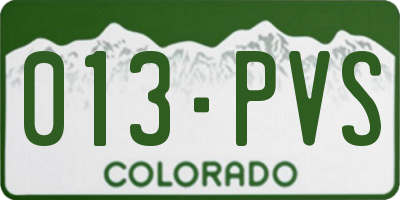CO license plate 013PVS