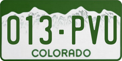 CO license plate 013PVU
