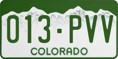 CO license plate 013PVV