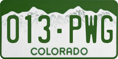 CO license plate 013PWG