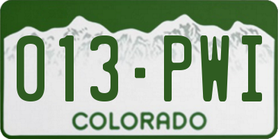 CO license plate 013PWI