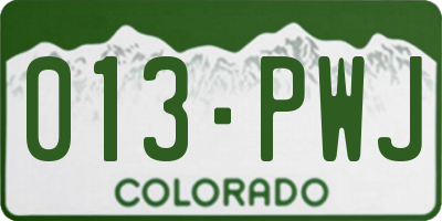 CO license plate 013PWJ