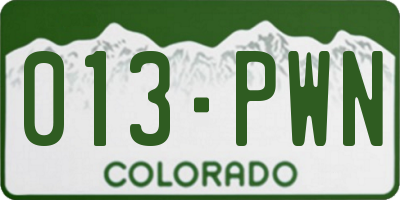 CO license plate 013PWN
