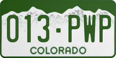 CO license plate 013PWP