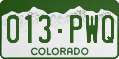CO license plate 013PWQ