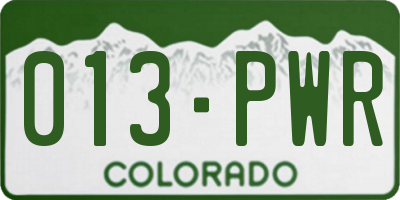 CO license plate 013PWR