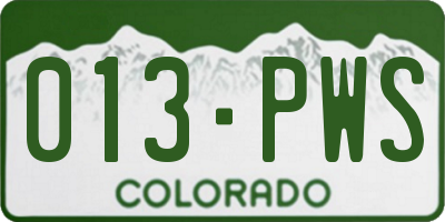 CO license plate 013PWS