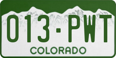 CO license plate 013PWT