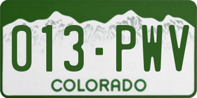 CO license plate 013PWV