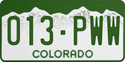 CO license plate 013PWW