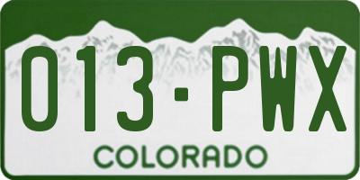 CO license plate 013PWX
